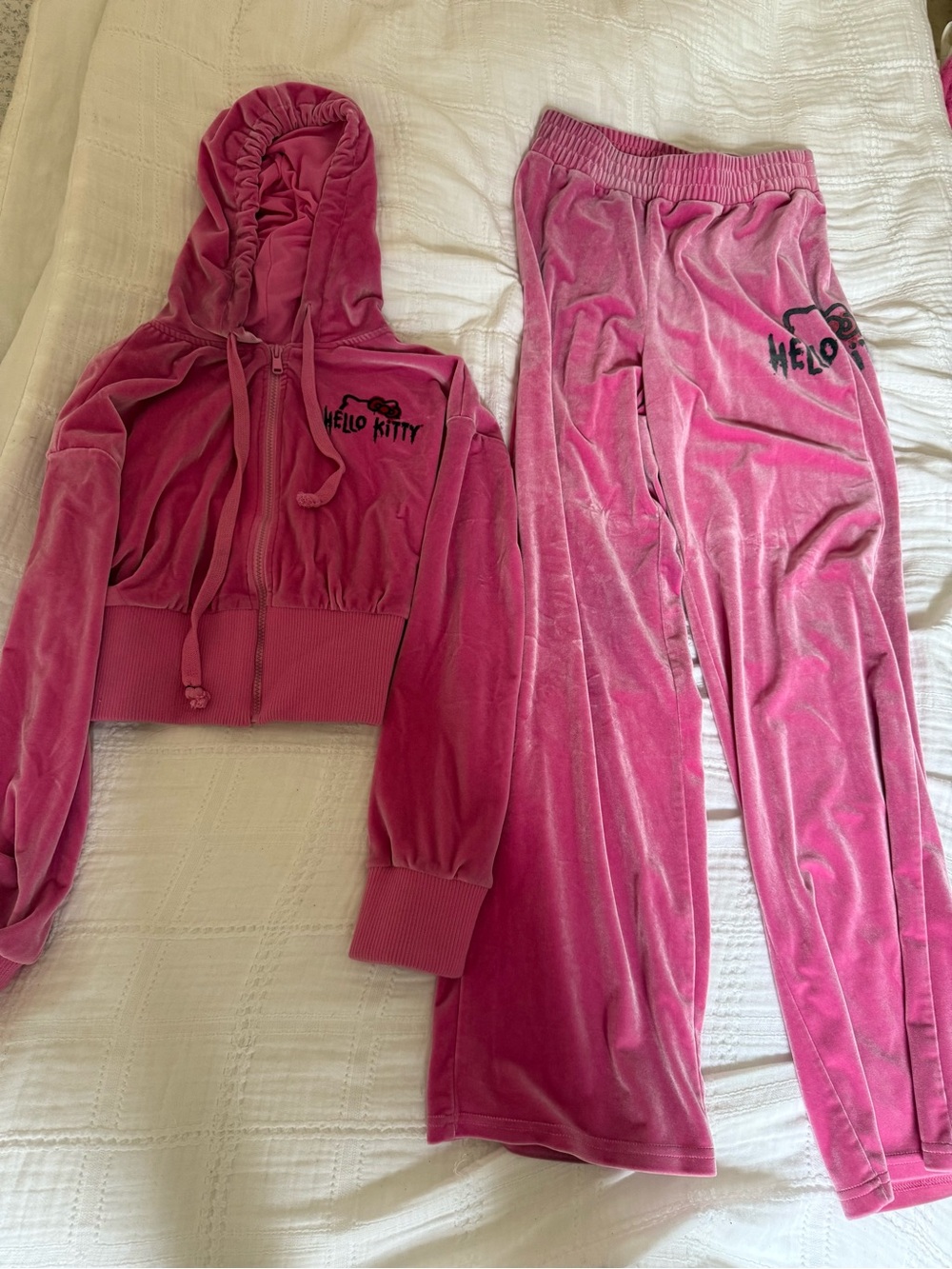 Hello Kitty Pink Velour Hoodie and Joggers Set